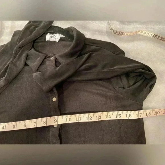 Princess Polly Black Stretchy Snap Front Long Sleeve Collared Top Size 12 - Picture 8 of 11